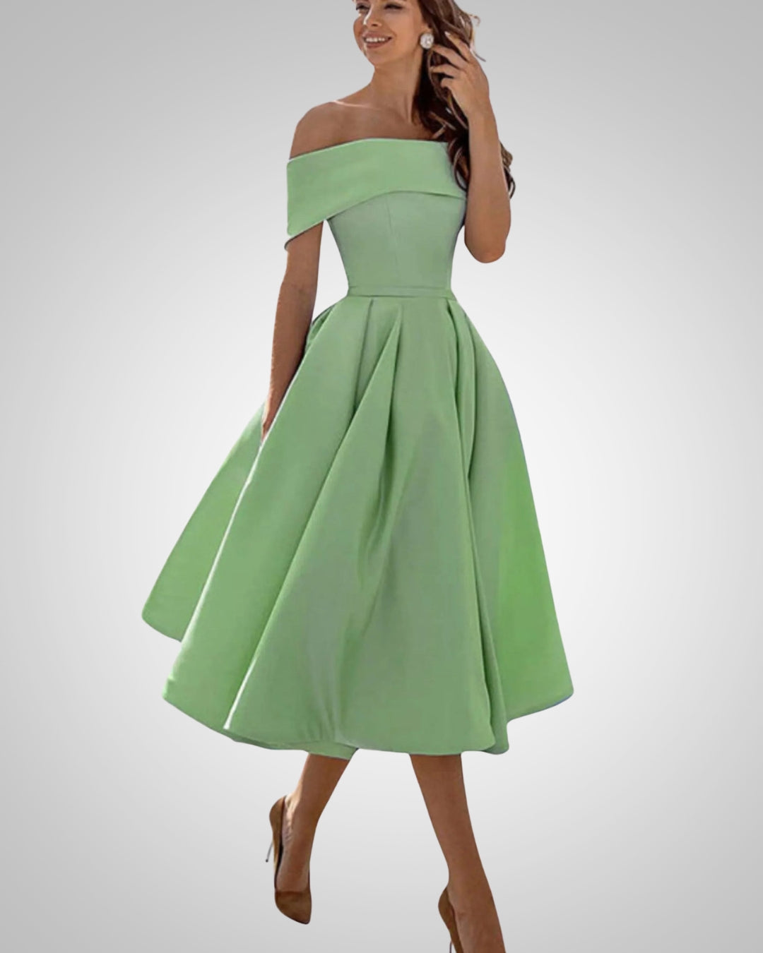 Crystal | Women’s Summer Off-Shoulder A-Line Midi Dress