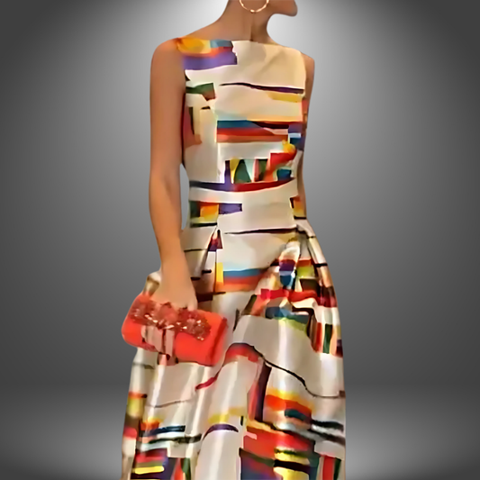 Amy | Women's Geometric Maxi Wedding Guest Dress