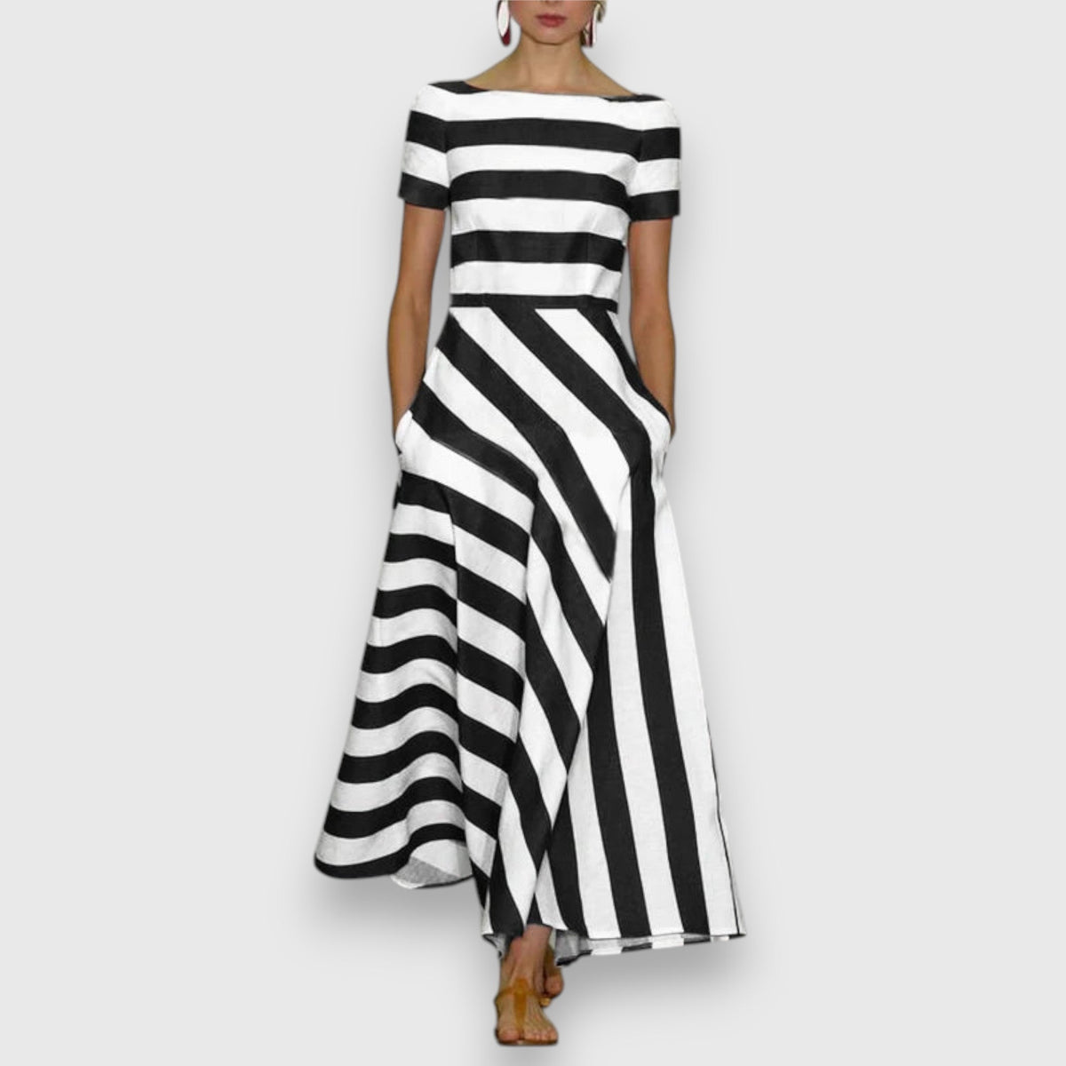 Baylor | Women's Striped Short Sleeve Maxi Dress