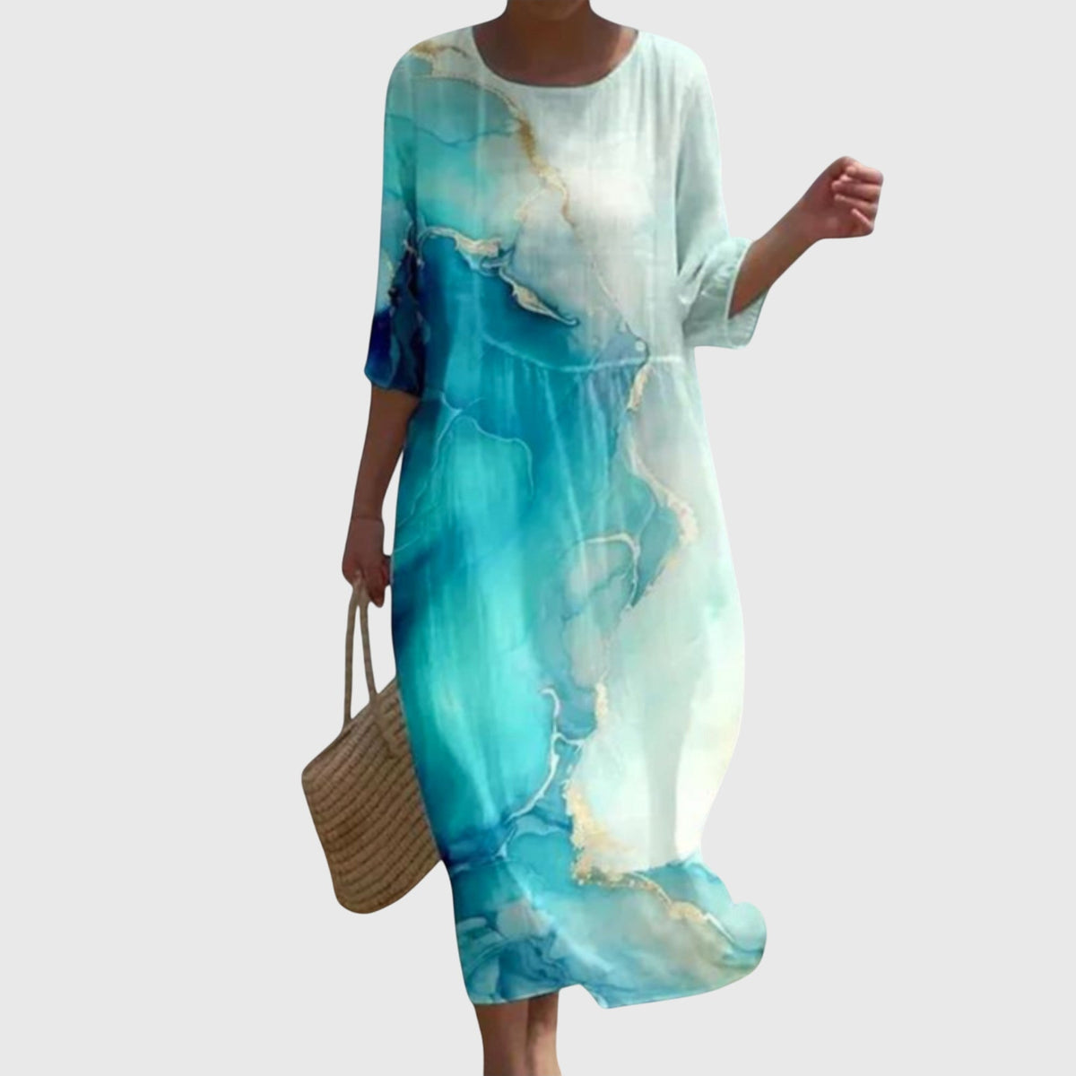 Elara | Women's Elegant Floral Summer Dress with Sleeves