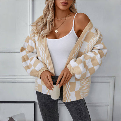 Gabriella | Women’s Comfort Check Pattern Cardigan