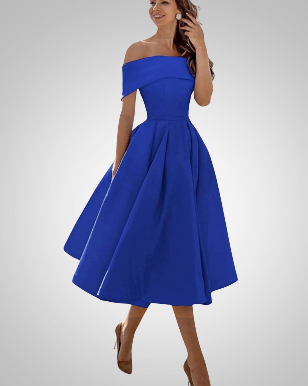 Crystal | Women’s Summer Off-Shoulder A-Line Midi Dress