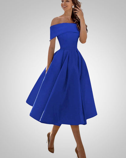 Crystal | Women’s Summer Off-Shoulder A-Line Midi Dress