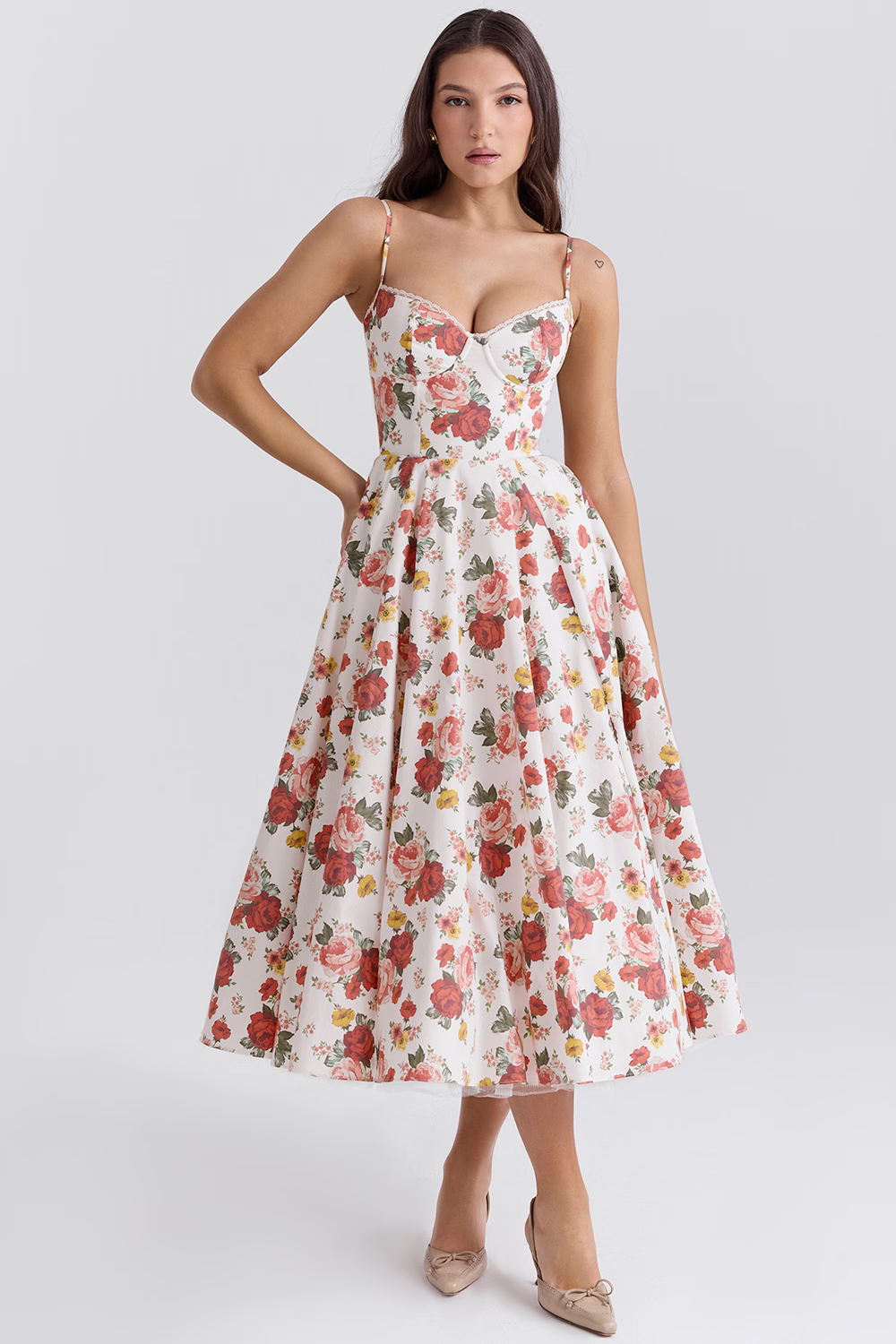 Denise | Women’s Summer Spaghetti-Strap Wedding Guest Midi Dress