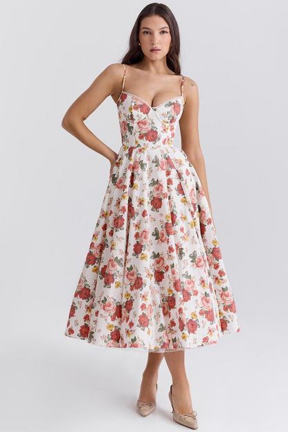 Denise | Women’s Summer Spaghetti-Strap Wedding Guest Midi Dress