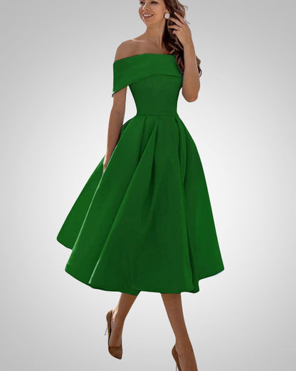 Crystal | Women’s Summer Off-Shoulder A-Line Midi Dress