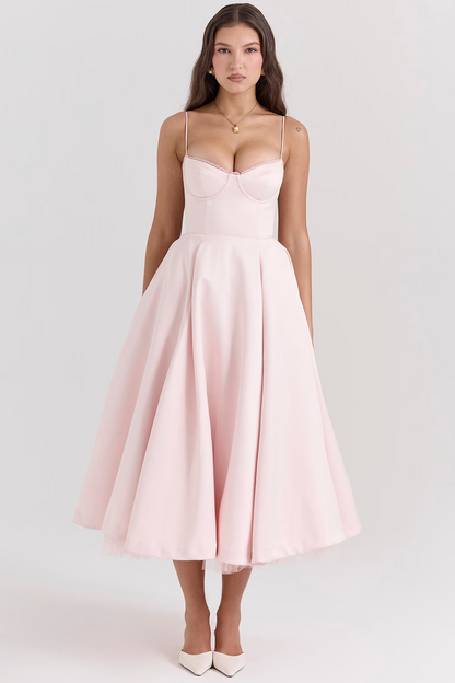Denise | Women’s Summer Spaghetti-Strap Wedding Guest Midi Dress