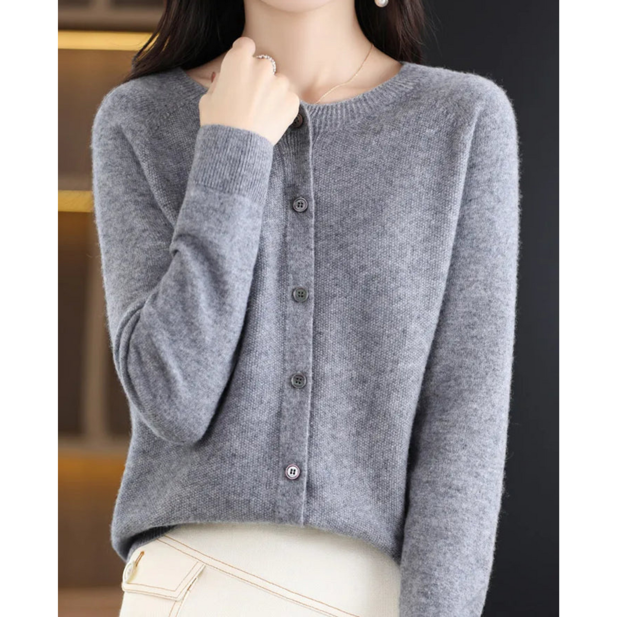Jazlyn | Women’s Round Neck Relaxed Fit Cardigan