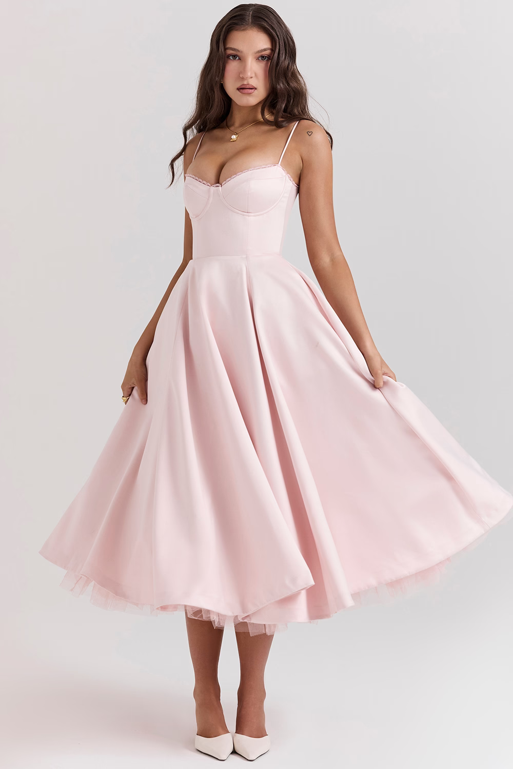Denise | Women’s Summer Spaghetti-Strap Wedding Guest Midi Dress