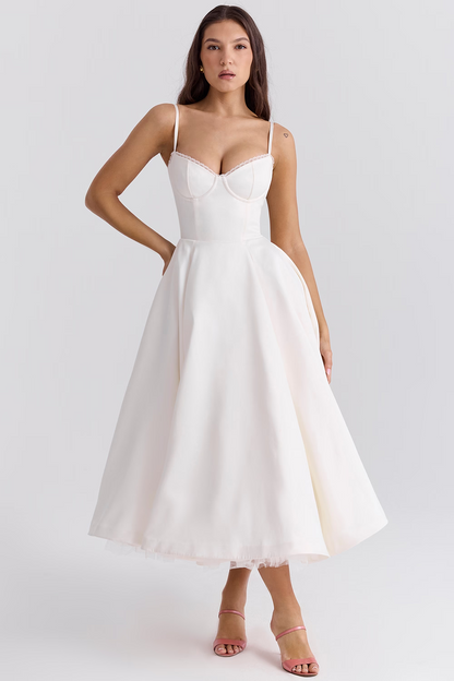 Denise | Women’s Summer Spaghetti-Strap Wedding Guest Midi Dress