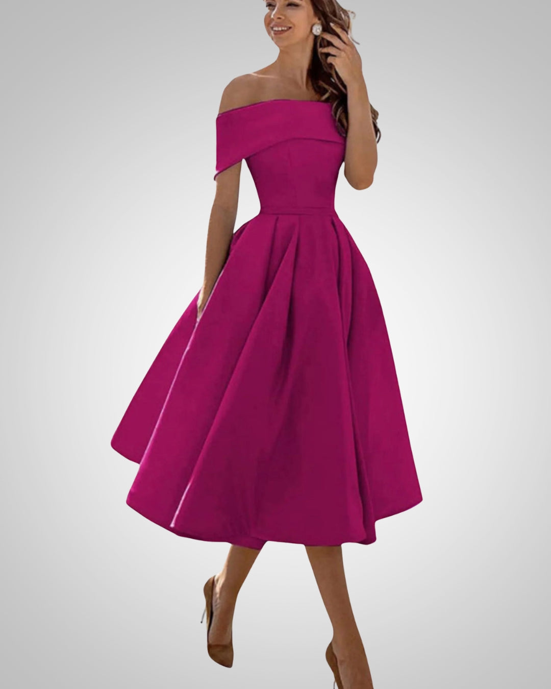 Crystal | Women’s Summer Off-Shoulder A-Line Midi Dress