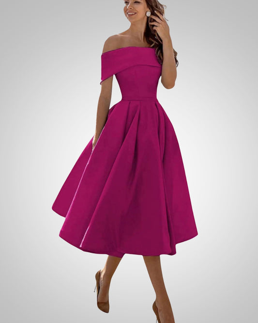 Crystal | Women’s Summer Off-Shoulder A-Line Midi Dress