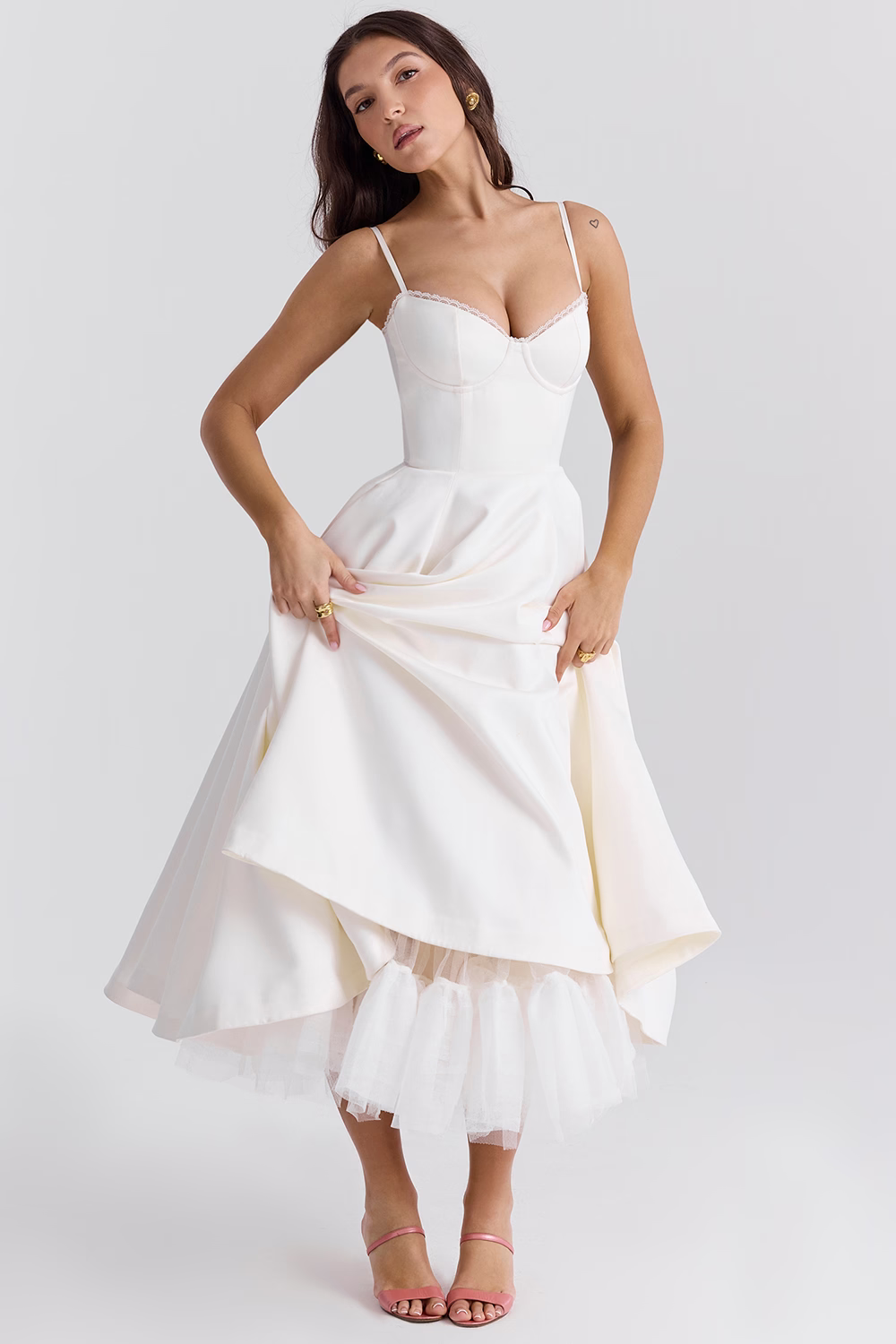 Denise | Women’s Summer Spaghetti-Strap Wedding Guest Midi Dress