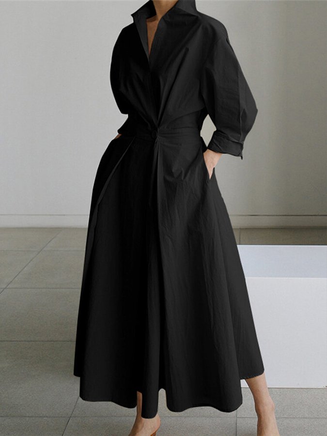 Mathilda | Women's Maxi Button-Front Shirt Dress