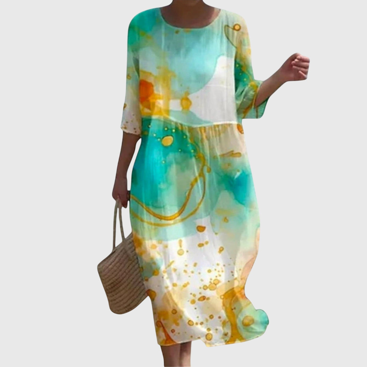 Elara | Women's Elegant Floral Summer Dress with Sleeves