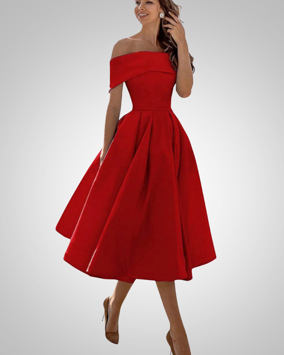 Crystal | Women’s Summer Off-Shoulder A-Line Midi Dress