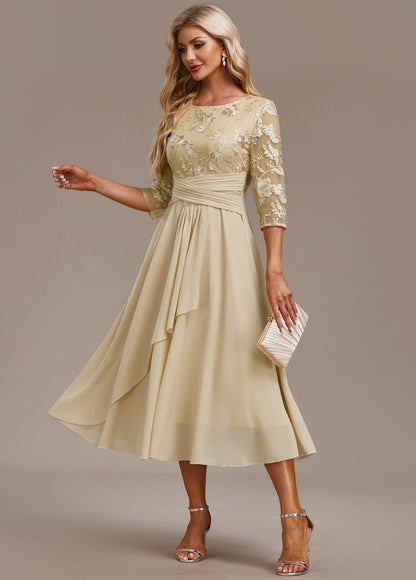 Ayla | Women's Elegant Embroidered Chiffon Midi Dress