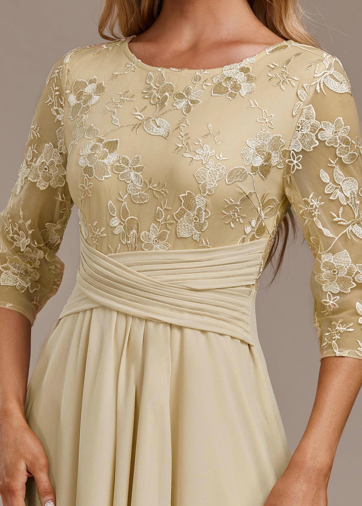 Ayla | Women's Elegant Embroidered Chiffon Midi Dress