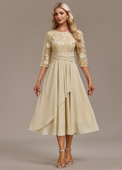 Ayla | Women's Elegant Embroidered Chiffon Midi Dress