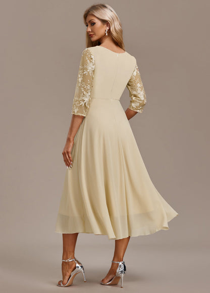 Ayla | Women's Elegant Embroidered Chiffon Midi Dress