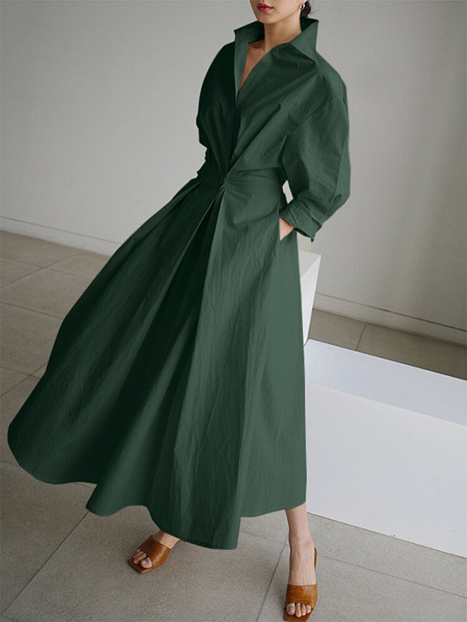 Mathilda | Women's Maxi Button-Front Shirt Dress