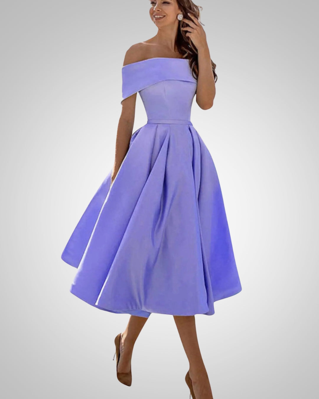 Crystal | Women’s Summer Off-Shoulder A-Line Midi Dress