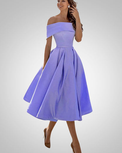 Crystal | Women’s Summer Off-Shoulder A-Line Midi Dress