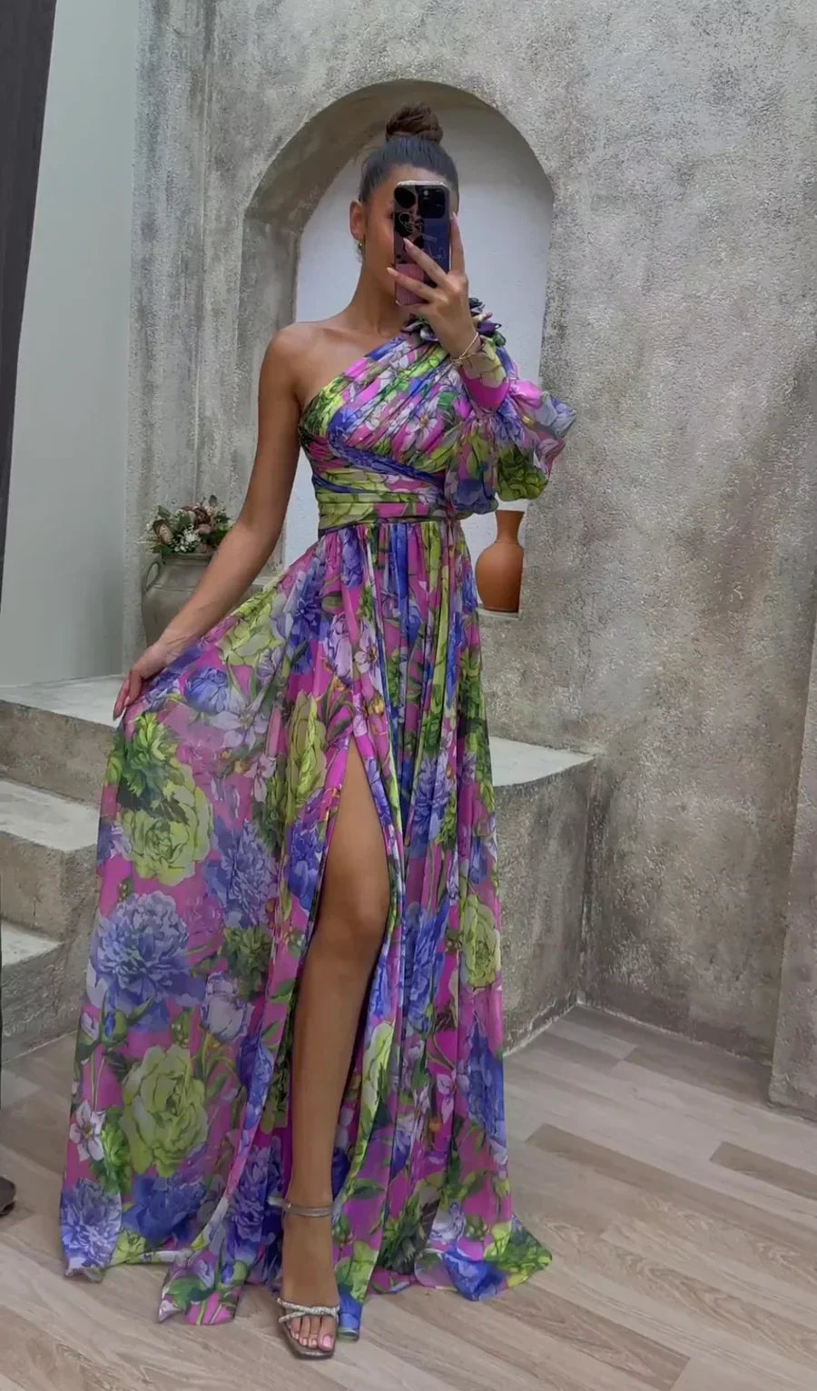 Whitney | Women's Floral One-Shoulder Summer Dress