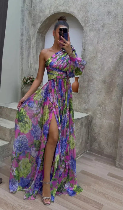 Whitney | Women's Floral One-Shoulder Summer Dress
