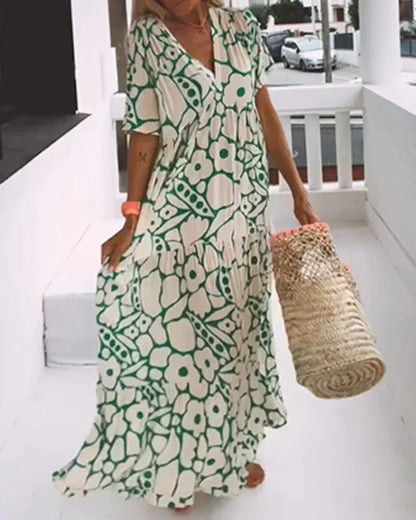 Scarlett | Women's Summer Printed V-Neck Maxi Dress
