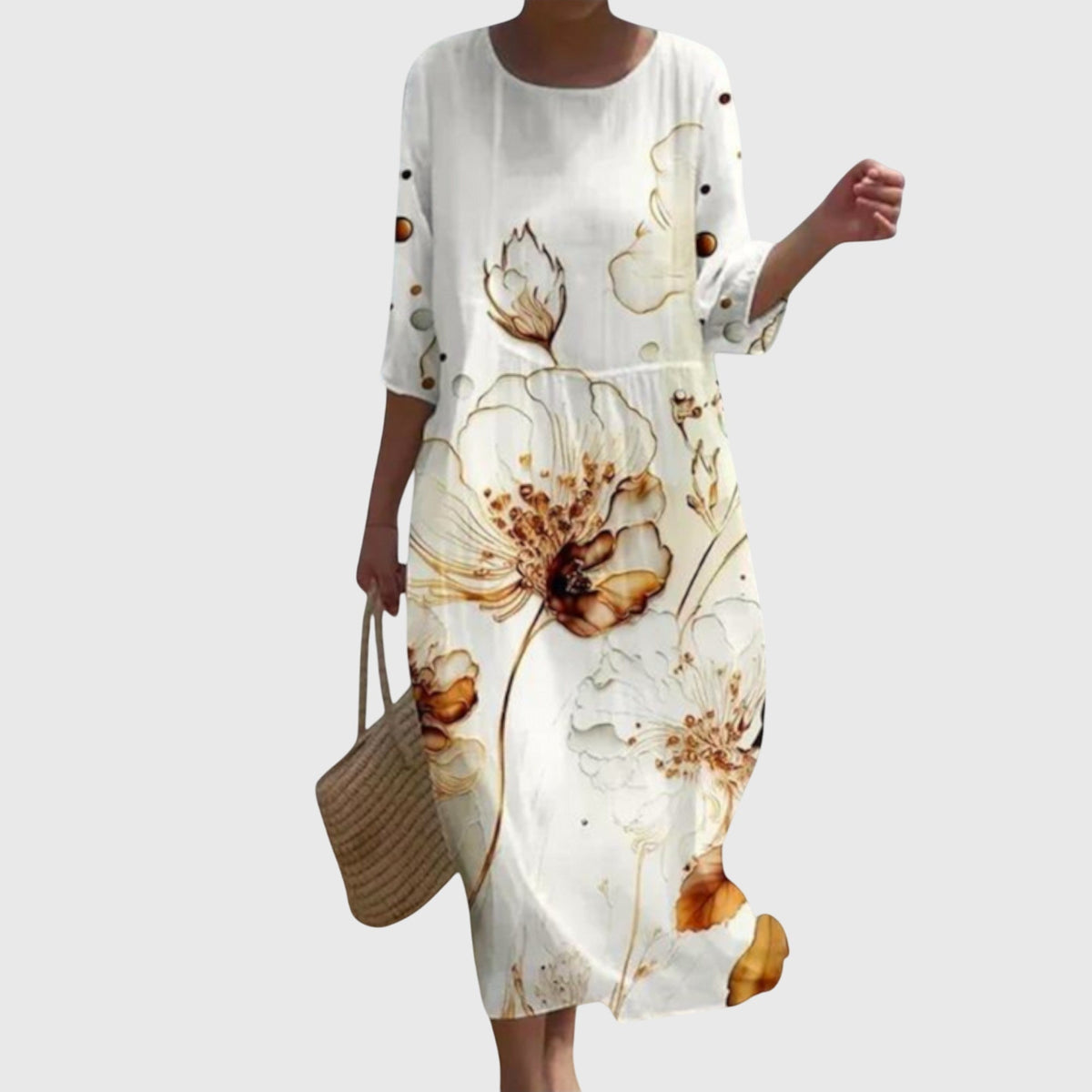 Elara | Women's Elegant Floral Summer Dress with Sleeves