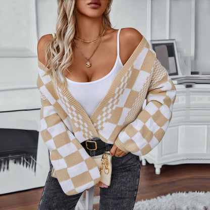 Gabriella | Women’s Comfort Check Pattern Cardigan
