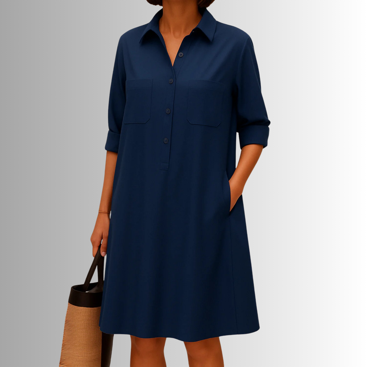 Lennon | Women's Sophisticated Midi Shirtdress With Buttons