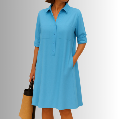 Lennon | Women's Sophisticated Midi Shirtdress With Buttons