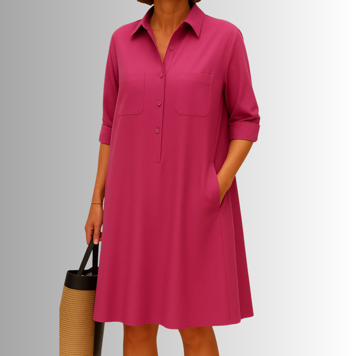 Lennon | Women's Sophisticated Midi Shirtdress With Buttons