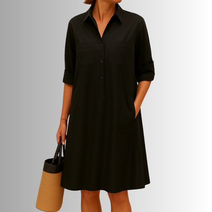 Lennon | Women's Sophisticated Midi Shirtdress With Buttons