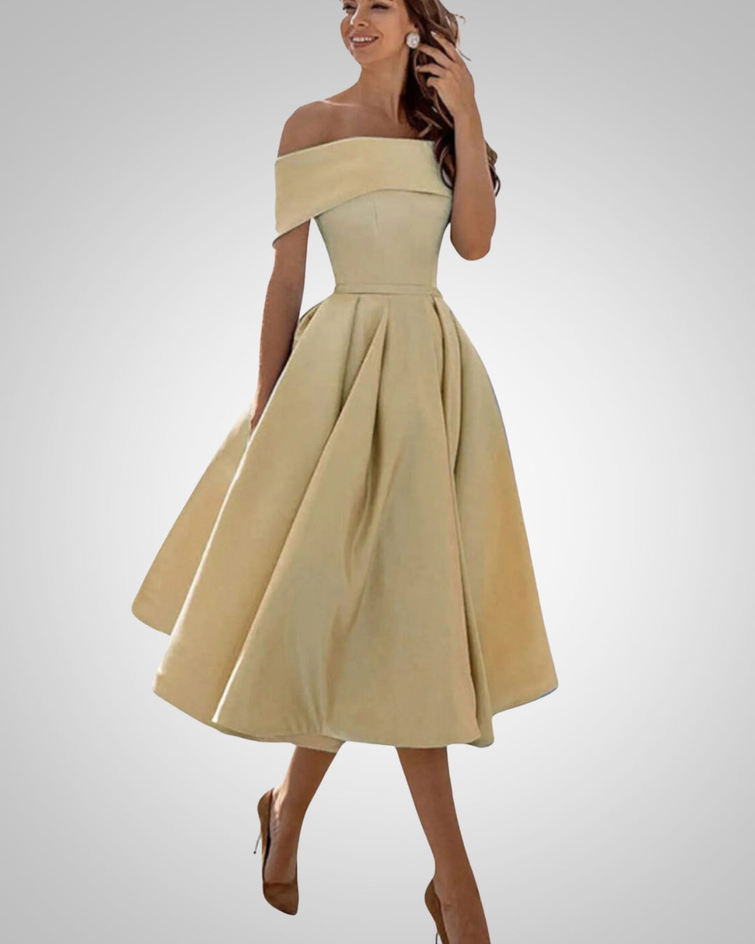 Crystal | Women’s Summer Off-Shoulder A-Line Midi Dress