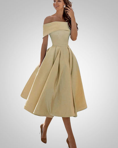 Crystal | Women’s Summer Off-Shoulder A-Line Midi Dress
