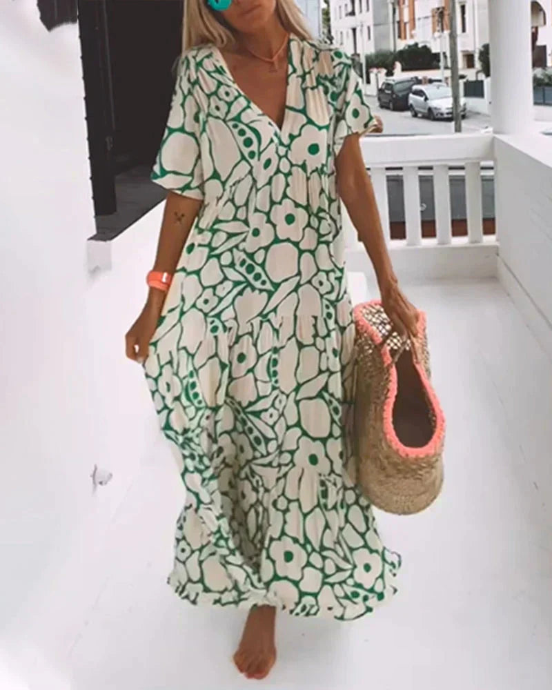 Scarlett | Women's Summer Printed V-Neck Maxi Dress