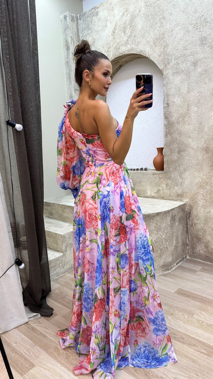 Whitney | Women's Floral One-Shoulder Summer Dress