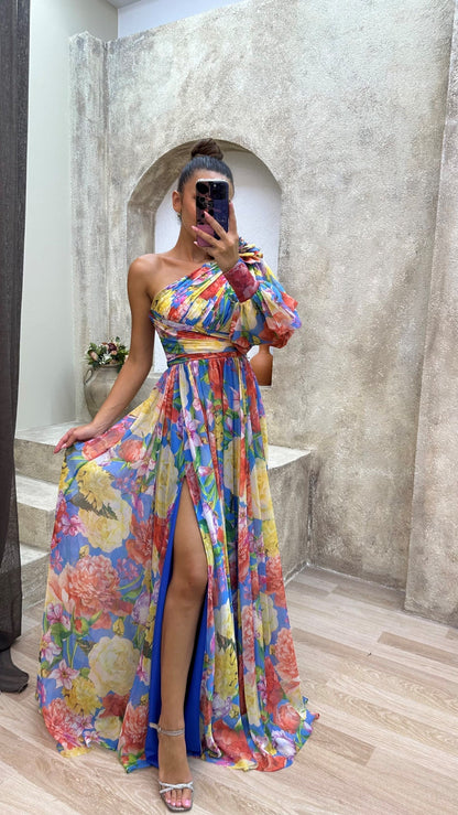 Whitney | Women's Floral One-Shoulder Summer Dress