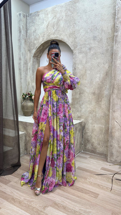 Whitney | Women's Floral One-Shoulder Summer Dress
