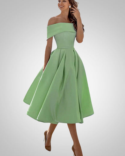 Crystal | Women’s Summer Off-Shoulder A-Line Midi Dress