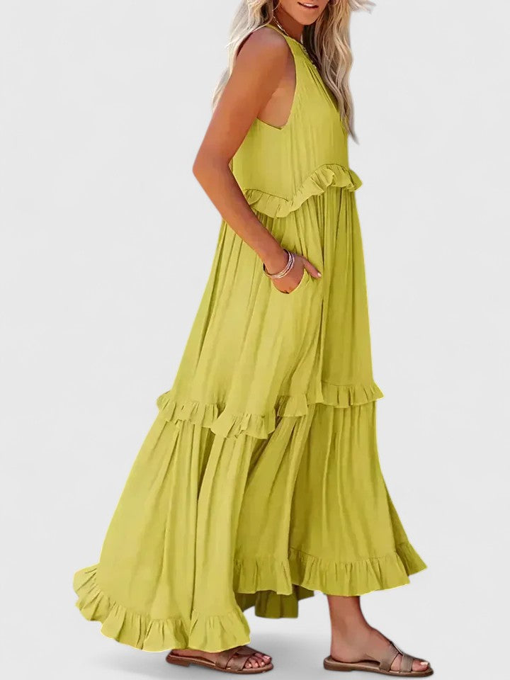Anise | Women's Elegant Draped Tiered Maxi Dress