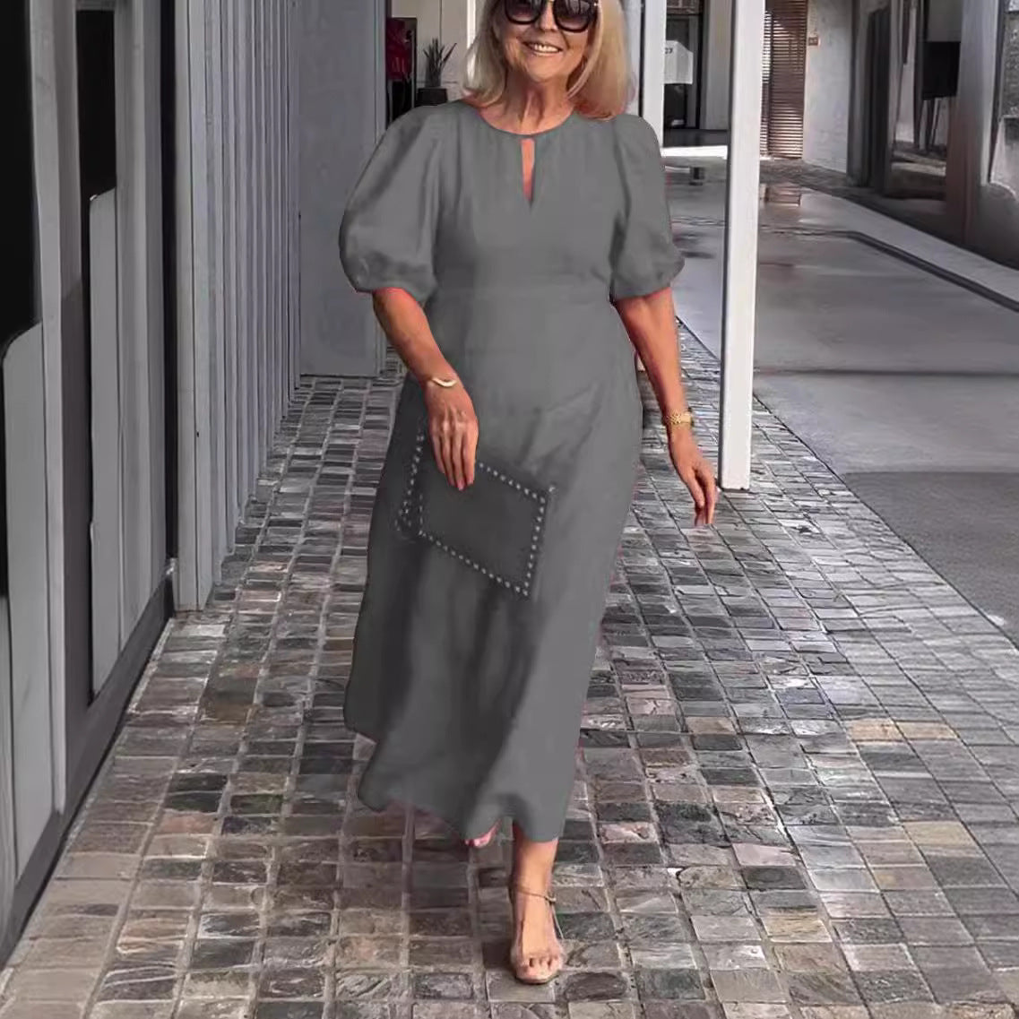 Maree | Women's Elegant Summer Midi Dress with Puff Sleeves