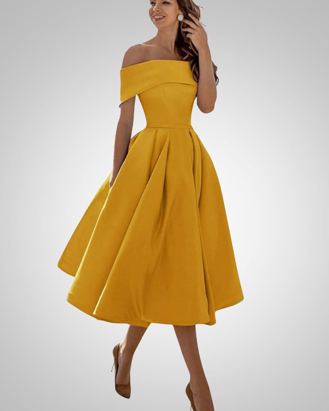 Crystal | Women’s Summer Off-Shoulder A-Line Midi Dress