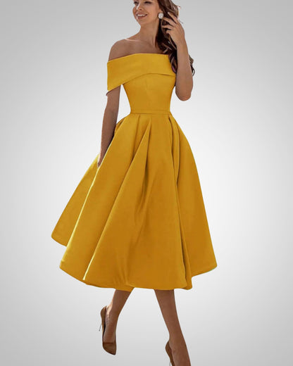 Crystal | Women’s Summer Off-Shoulder A-Line Midi Dress