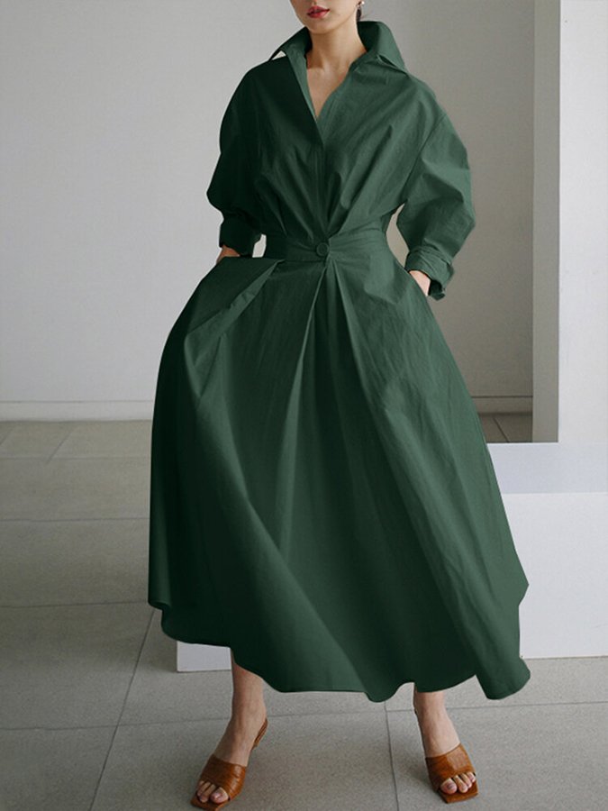 Mathilda | Women's Maxi Button-Front Shirt Dress