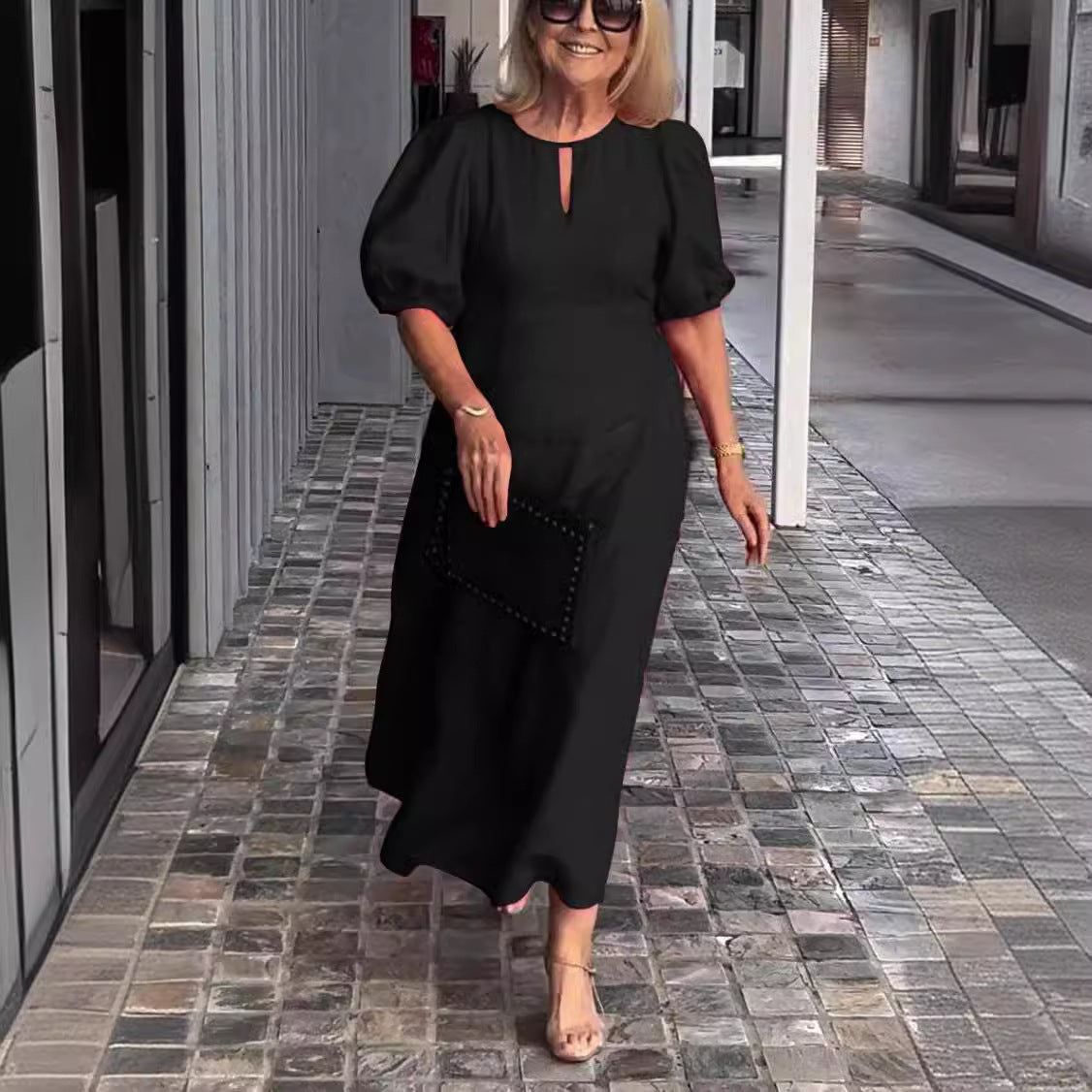 Maree | Women's Elegant Summer Midi Dress with Puff Sleeves