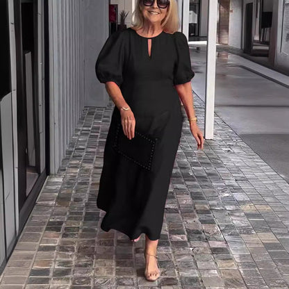 Maree | Women's Elegant Summer Midi Dress with Puff Sleeves